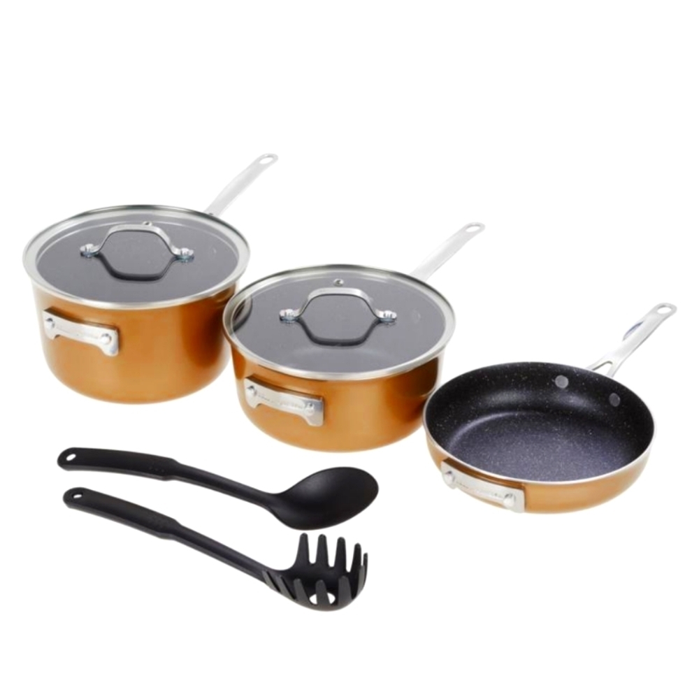 Bell and Howell Stackmaster  7 piece cookware Set Champagne